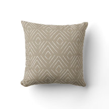 Diamond Tribal Pattern Pillow - Taupe