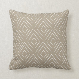 Diamond Tribal Pattern Pillow - Taupe Kussen