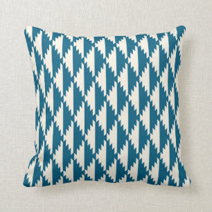 Diamond Tribal Pattern Turquoise and Cream Kussen