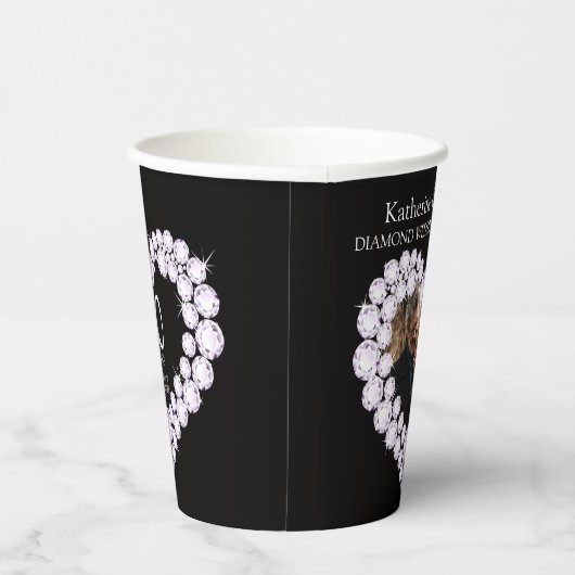 Diamond trouwdag 60ste foto zwart papieren bekers (Rechts)