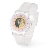  Diamond trouwring met foto op roze Horloge (Hoek)