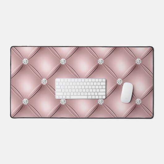 Diamond Tufted Design, Roos Gold Bureaumat (Keyboard & Muis)