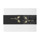 DIAMOND TULIPS Black White Damask Square Monogram Uitnodigingen Wikkel (Achterkant Voorbeeld)