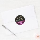 DIAMOND TULIPS BLACK WHITPINK FUCHSIA MONOGRAM RONDE STICKER (Envelop)