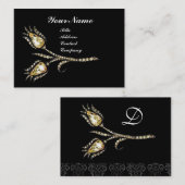 DIAMOND TULIPS DAMASKMONOGRAM, zwart-wit Visitekaartje (Voorkant / Achterkant)