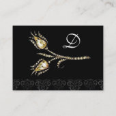 DIAMOND TULIPS DAMASKMONOGRAM, zwart-wit Visitekaartje (Achterkant)