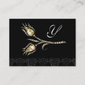 DIAMOND TULIPS DAMASKMONOGRAM, zwart-wit Visitekaartje (Achterkant)