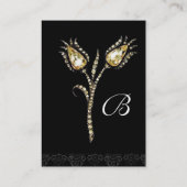 DIAMOND TULIPS DAMASKMONOGRAM, zwart-wit Visitekaartje (Achterkant)