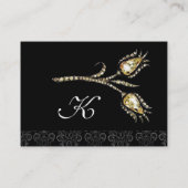 DIAMOND TULIPS DAMASKMONOGRAM, zwart-wit Visitekaartje (Achterkant)