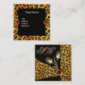 DIAMOND TULIPS LEOPARD FUR RIBBON,RUBY GEMSTONES VIERKANTE VISITEKAARTJE (Voorkant / Achterkant)