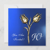DIAMOND TULIPS MONOGRAM , Blauwe saffier Kaart (Voorkant)