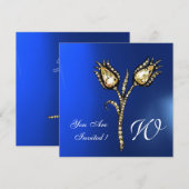 DIAMOND TULIPS MONOGRAM, Blue Sapphire Kaart (Voorkant / Achterkant)