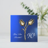 DIAMOND TULIPS MONOGRAM, Blue Sapphire Kaart (Staand voorkant)