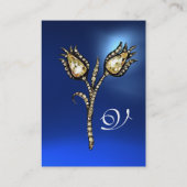 DIAMOND TULIPS MONOGRAM, Blue Sapphire Pearl Visitekaartje (Achterkant)