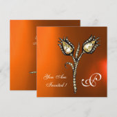 DIAMOND TULIPS-MONOGRAM, geel Oranje agaat Kaart (Voorkant / Achterkant)