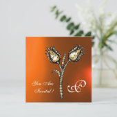 DIAMOND TULIPS-MONOGRAM, geel Oranje agaat Kaart (Staand voorkant)