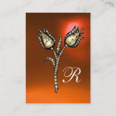 DIAMOND TULIPS-MONOGRAM, geel Oranje agate Visitekaartje (Achterkant)