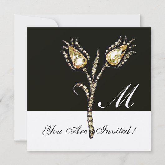 DIAMOND TULIPS MONOGRAM, Gold Metallic Kaart (Voorkant)