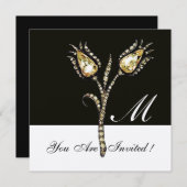 DIAMOND TULIPS MONOGRAM, Gold Metallic Kaart (Voorkant / Achterkant)