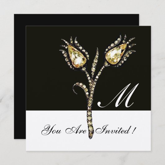 DIAMOND TULIPS MONOGRAM, Gold Metallic Kaart (Voorkant / Achterkant)