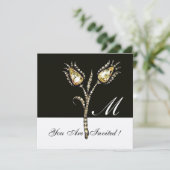 DIAMOND TULIPS MONOGRAM, Gold Metallic Kaart (Staand voorkant)