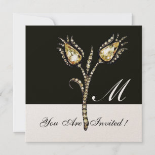 DIAMOND TULIPS MONOGRAM, Gold Metallic Kaart