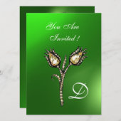 DIAMOND TULIPS MONOGRAM, Green Emerald Kaart (Voorkant / Achterkant)