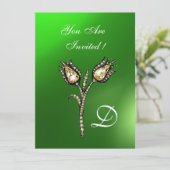 DIAMOND TULIPS MONOGRAM, Green Emerald Kaart (Staand voorkant)