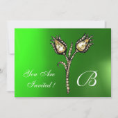 DIAMOND TULIPS MONOGRAM, Green Emerald Kaart (Voorkant)