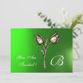 DIAMOND TULIPS MONOGRAM, Green Emerald Kaart (Staand voorkant)