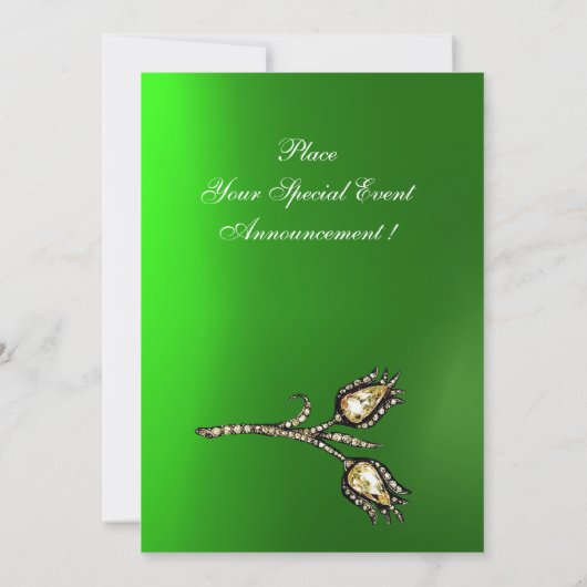 DIAMOND TULIPS MONOGRAM, Green Emerald Kaart (Achterkant)