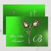 DIAMOND TULIPS MONOGRAM, Green Emerald Kaart (Voorkant / Achterkant)
