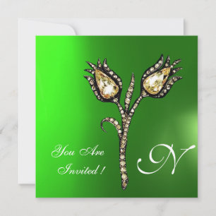 DIAMOND TULIPS MONOGRAM, Green Emerald Kaart