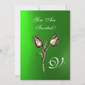 DIAMOND TULIPS MONOGRAM, Green Emerald Kaart (Voorkant)