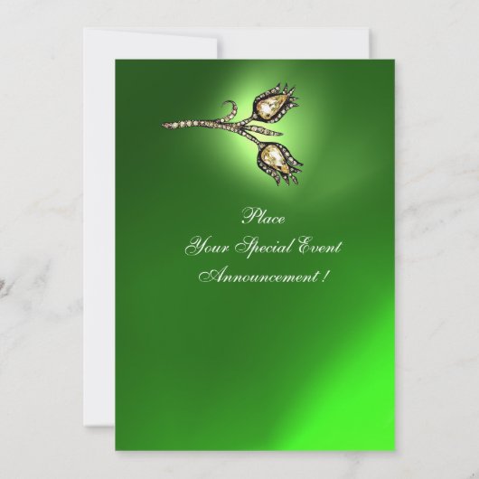 DIAMOND TULIPS MONOGRAM, Green Emerald Kaart (Achterkant)