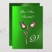 DIAMOND TULIPS MONOGRAM, Green Emerald Kaart (Voorkant / Achterkant)