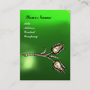 DIAMOND TULIPS MONOGRAM, Green Emerald Pearl Visitekaartje