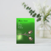DIAMOND TULIPS MONOGRAM, Green Emerald Pearl Visitekaartje (Staand voorkant)