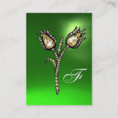 DIAMOND TULIPS MONOGRAM, Green Emerald Pearl Visitekaartje (Achterkant)