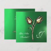 DIAMOND TULIPS MONOGRAM, Green Jade Kaart (Voorkant / Achterkant)