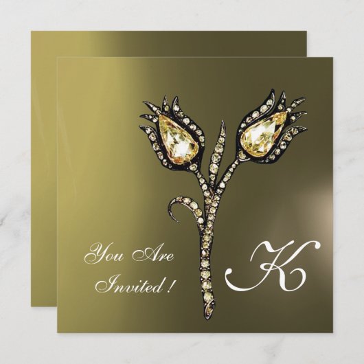 DIAMOND TULIPS MONOGRAM ,Grijze Agaat Kaart (Voorkant / Achterkant)