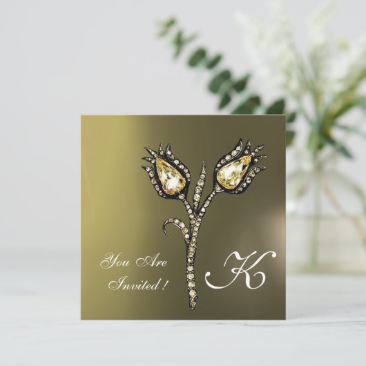 DIAMOND TULIPS MONOGRAM ,Grijze Agaat Kaart (Staand voorkant)