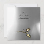 DIAMOND TULIPS MONOGRAM, grijze witte moonsteen Kaart (Achterkant)