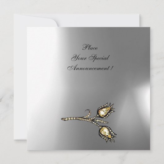 DIAMOND TULIPS MONOGRAM, grijze witte moonsteen Kaart (Achterkant)