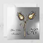 DIAMOND TULIPS MONOGRAM, grijze witte moonsteen Kaart (Voorkant)