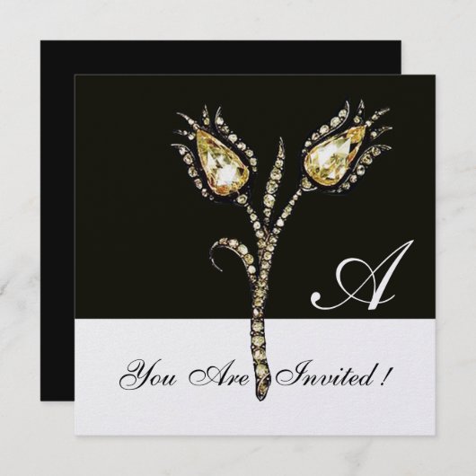 DIAMOND TULIPS MONOGRAM, Ice Metallic Kaart (Voorkant / Achterkant)