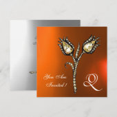 DIAMOND TULIPS MONOGRAM ,Oranje Grijs Agaat Kaart (Voorkant / Achterkant)