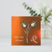 DIAMOND TULIPS MONOGRAM ,Oranje Grijs Agaat Kaart (Staand voorkant)