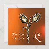 DIAMOND TULIPS-MONOGRAM, Oranje grijs agate Kaart (Voorkant)