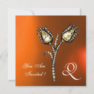 DIAMOND TULIPS-MONOGRAM, Oranje grijs agate Kaart
